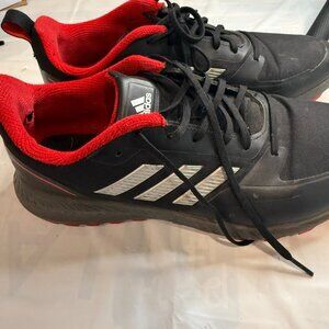 Adidas Run Falcon Running Shoes Black w/ Red/Silver Size 10